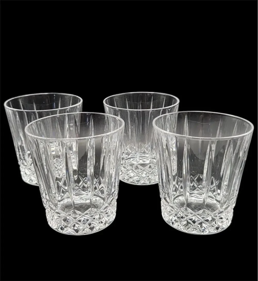 4 Wedgwood Crystal Double Old Fashioned Whiskey Rocks Glasses WWC4 Barware Vtg